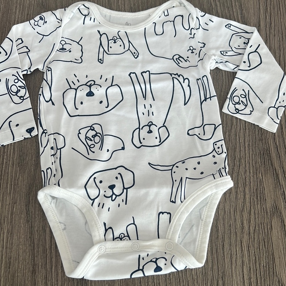 Oliver & Rain dog print long sleeve bodysuit